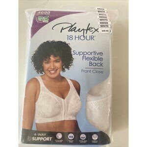 New Playtex 40DDD Bra White 18 Hour Front Close Supportive Flexible‎ Back
